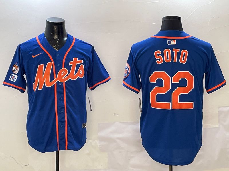 Men New York Mets 22 Soto Blue Game 2025 Nike MLB Jersey style 1